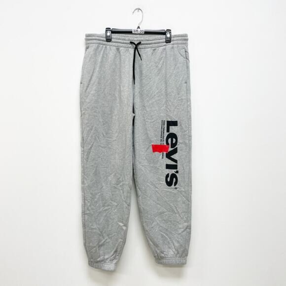 Levi's NWT Men's XL Heather Gray Logo Mid Rise Fleece Drawstring Sweatpants - Picture 2 of 7